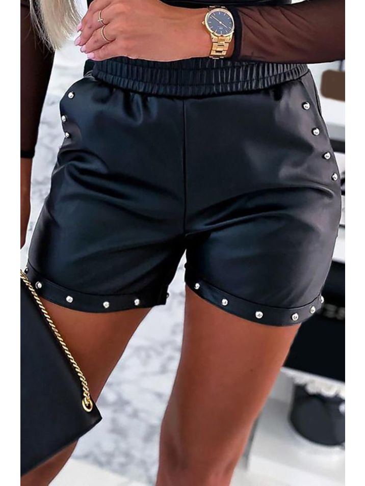 OMG Pantaloni scurti din imitaţie de piele pentru femei Ainay neagră